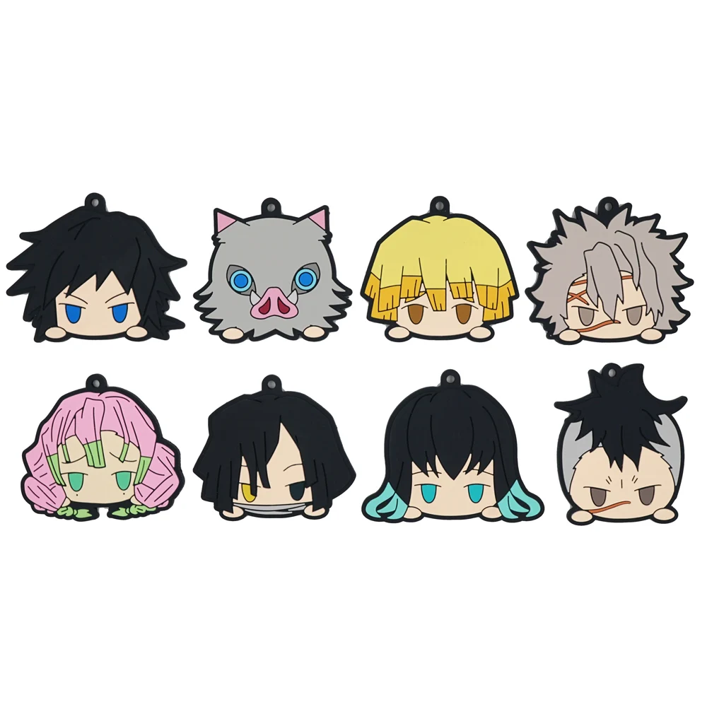 Demon Slayer Anime Muichirou Sanemi Kanroji Mitsuri Iguro Obanai Zenitsu Gummi-Schlüsselanhänger