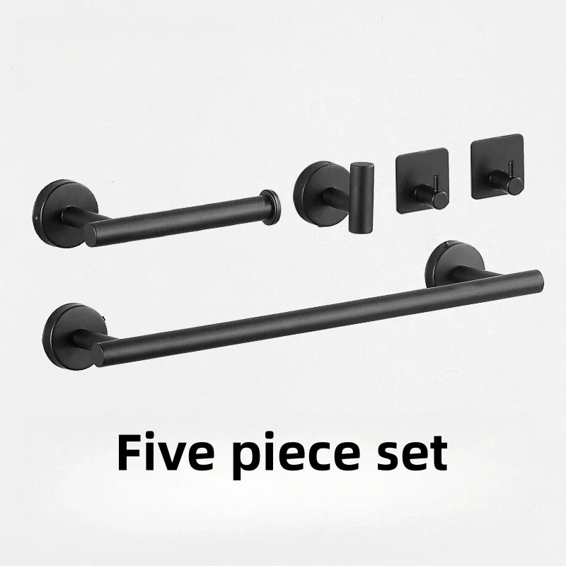 Wall Mount Black Bathroom Accessories Stainless Steel Towel Rack Toilet Paper Holder Holder Clothes Hook Rack Toilet Articles