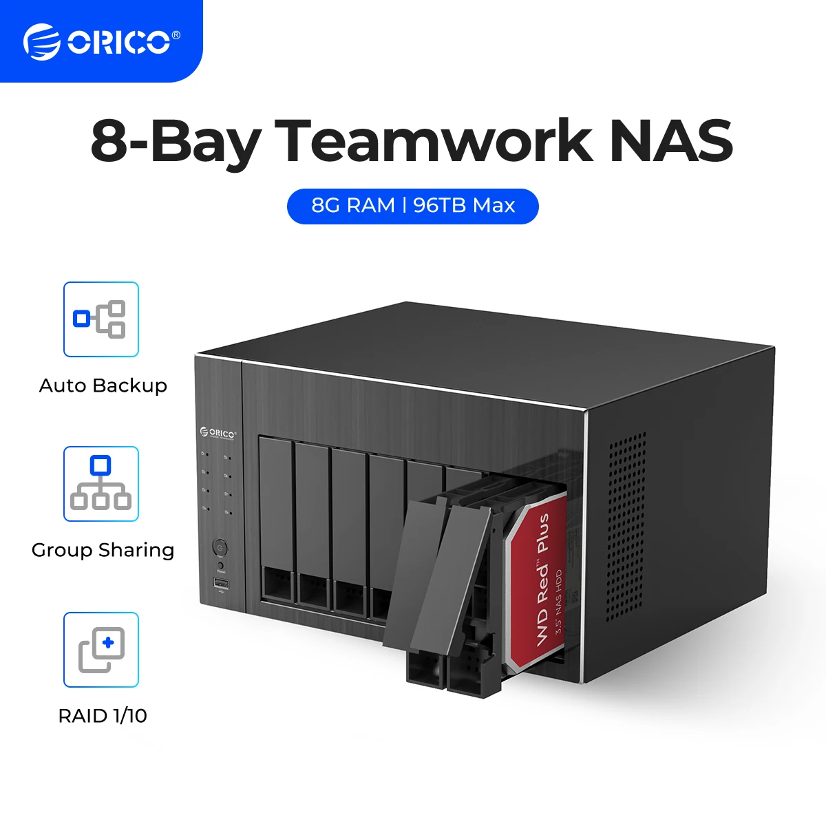 ORICO HDDケース 8ベイ 外付け NAS ストレージサーバ USB3.0