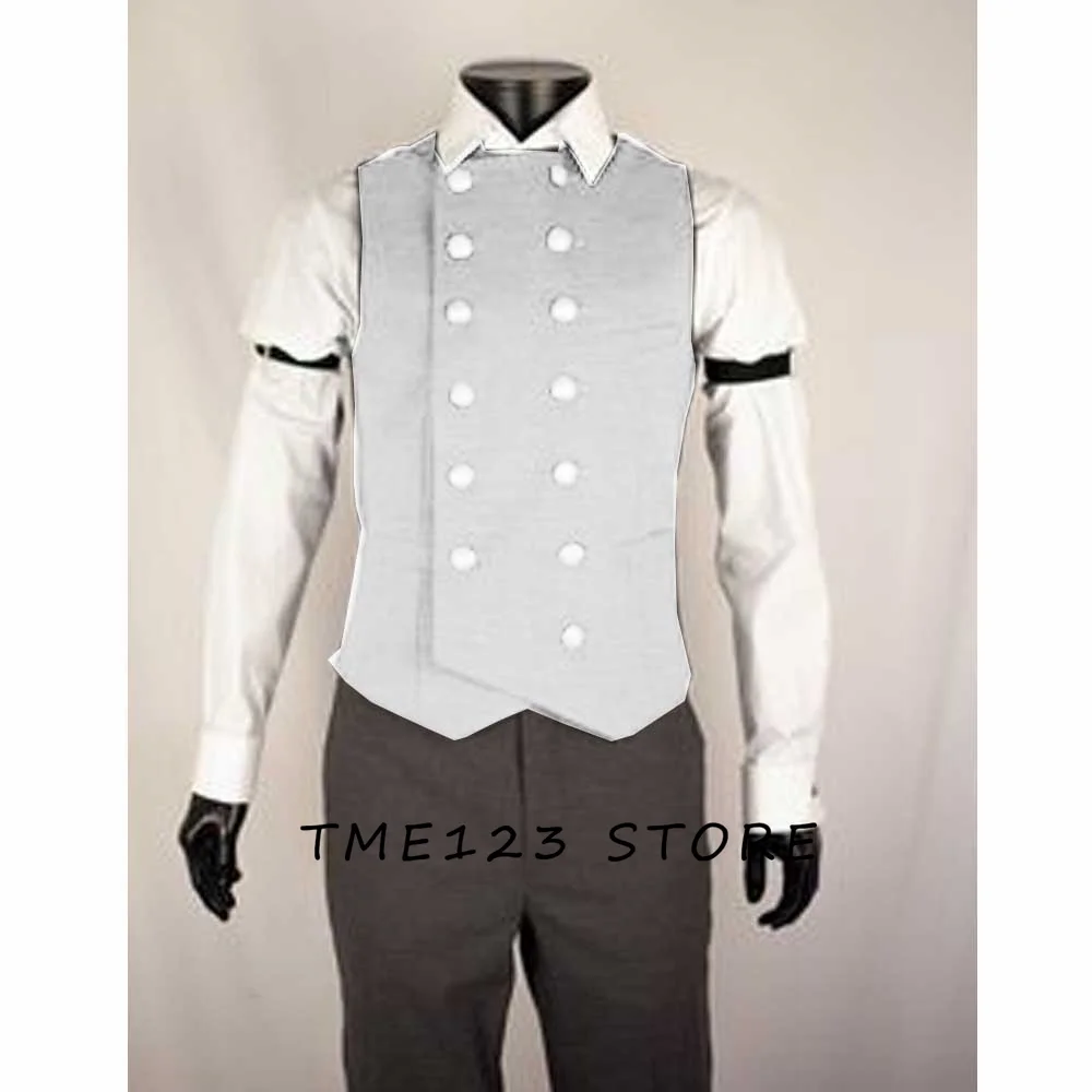 Men's Serge Double Breasted Casual Vest Vests for Women Steampunk Suit Male Formal Man Ambo Gothic Chaleco Wang Dress Waistcoat 2