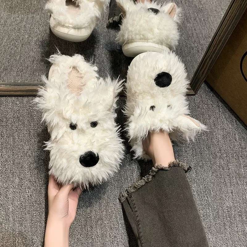 Women's Cute Plush Dog Animal Slippers House Slippers Warm Memory Foam Cotton Cozy Soft Fleece winter Plush Home Slippers Indoor 3