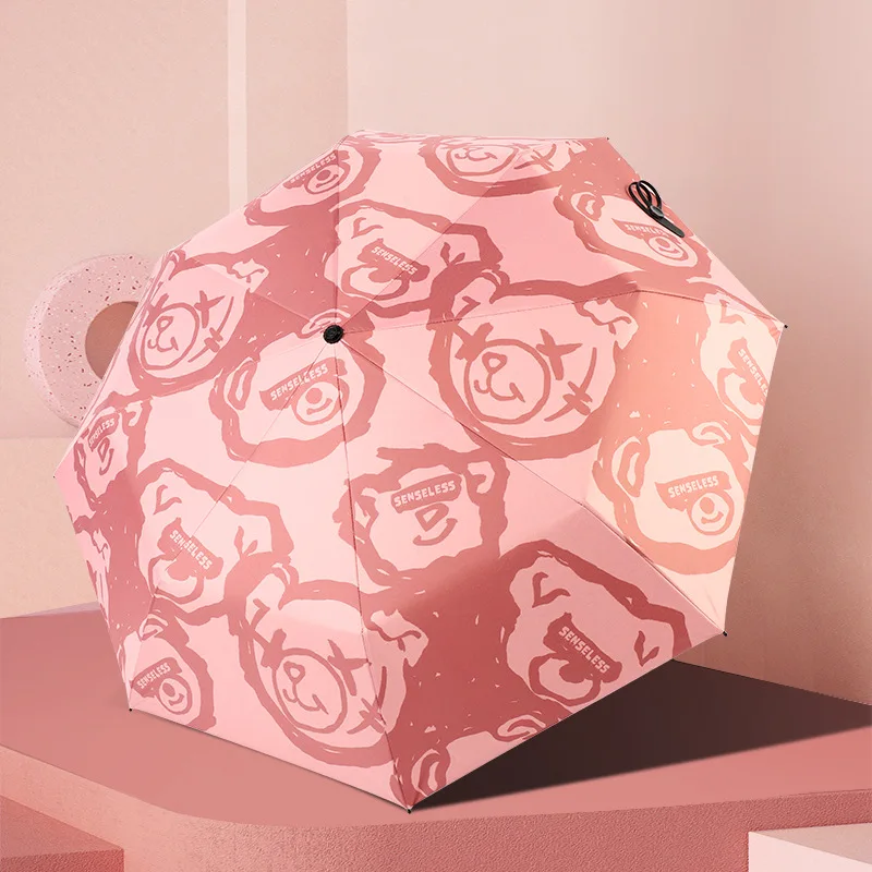 

Bear Fully-Automatic Umbrella Rain Women Compact Wind Resistant Sunshade UV Men Folding Waterproof Boys Gifts Parasol
