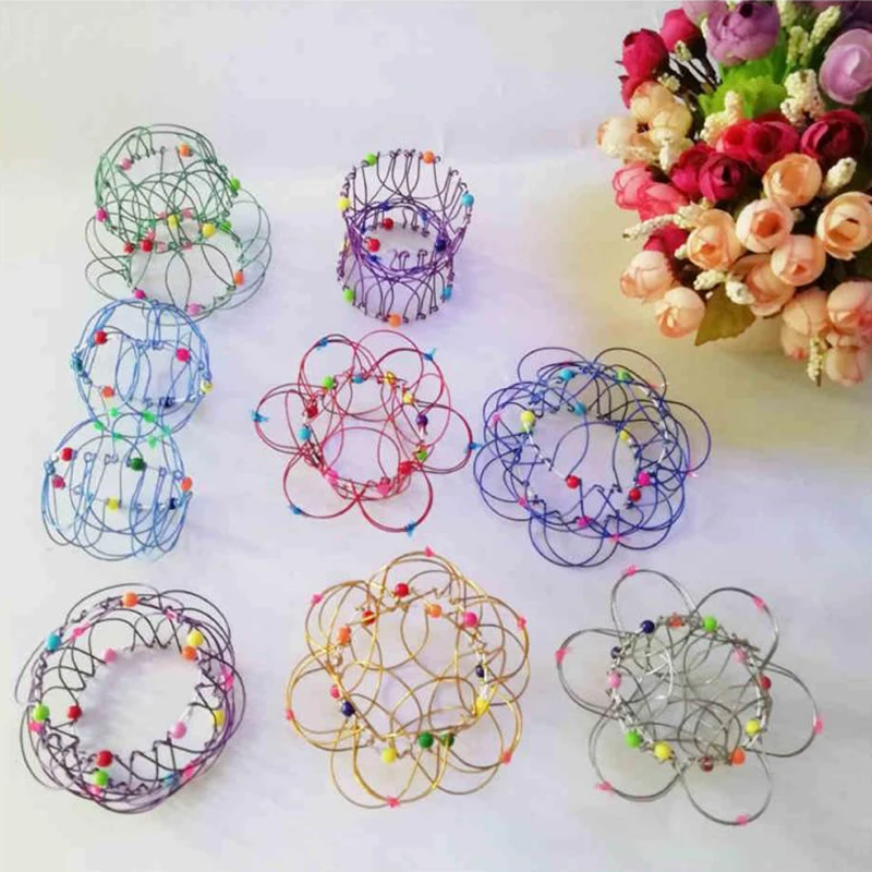 

Creative Mandala Stress Relief Toy Versatile Flower Basket Anti-Stress Thirty-Six Changes Softened Steel Ring Fingertip Toy