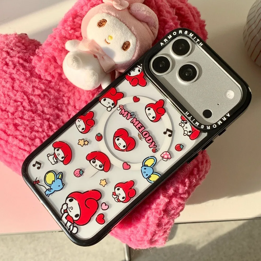 Sanrio My Melody Trendy Magnetic Phone Case with Lanyard and Magsafe Holder