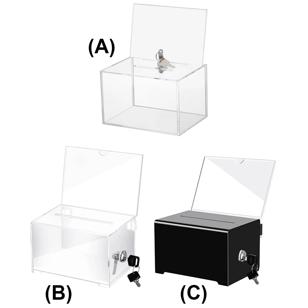 Acrylic Raffle Ticket Container with Lock and Sign Holder Voting Box Cardboard Raffle Box for Voting Charity Ballot Suggestions 4