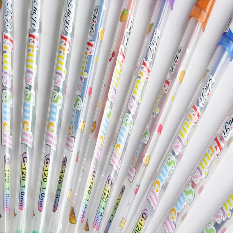 12Pcs/set Scented Glitter Colors Gel Pens Highlighter for School Office Adult Coloring Book Journals Drawing Art Markers Cute 5