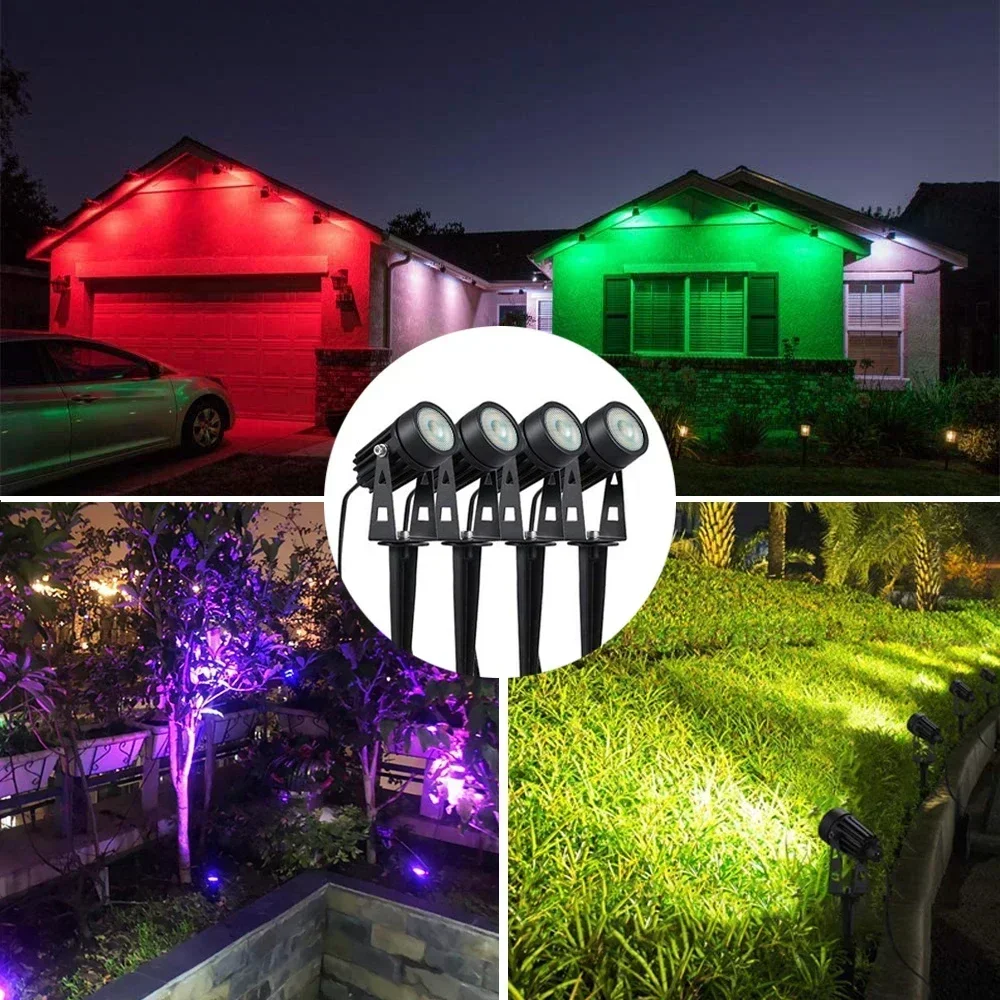 Garden light Led Garden Lights 2/4/6/8/10 in 1 Outdoor Waterproof Spotlight RGB Dimming