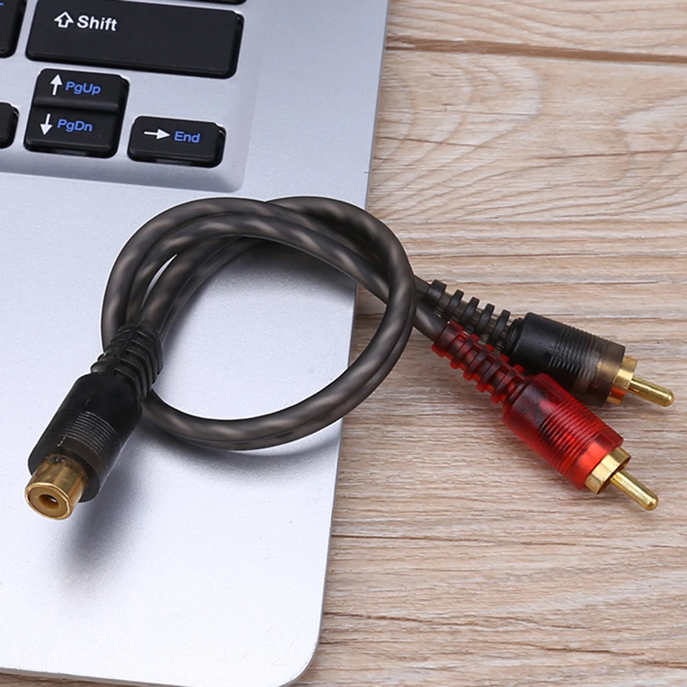 1 Female To 2 Male RCA Audio Speaker Y Adapter Splitter Cable Y Adapter Connector Y Splitter Cord for Car Audio System Subwoofer