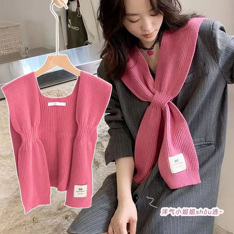 

DEAT Knitted V Neck Cape Women Lace-up Solid Color Versatile Batwing Style Fashion Outwear New 2024 Autumn Female