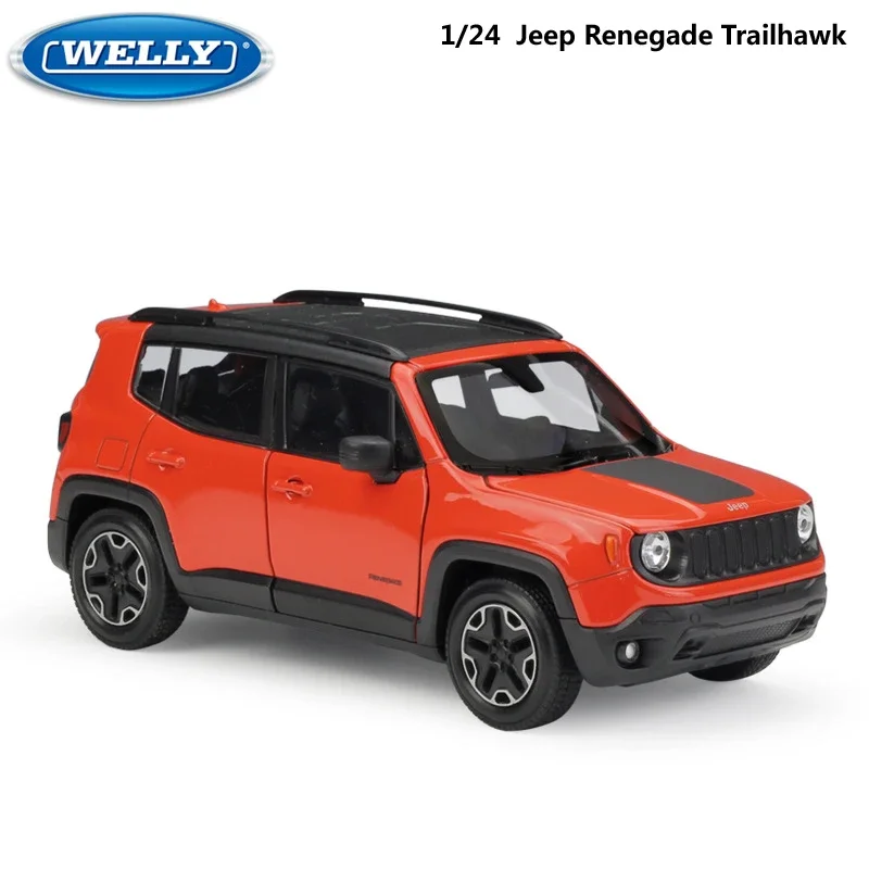 WELLY Model Car Diecast 1:24 Scale Jeep Renegade Trailhawk Alloy Car SUV Off-road Vehicle Metal Toy Car For Kids Gift Collection