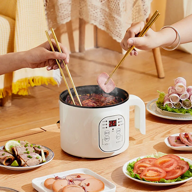 

Double Electric Hot Pot Mini Rice Cooker Steam Meat Multifunction Chinese Hot Pot Food Dishes Non-stick Fondue Chinoise Cookware