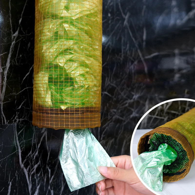 Kitchen Plastic Bag Storage BagGarbage Bag Storage Tool for Household  Shoe Covers,Woven Mesh PocketWall Mounted Removable 3