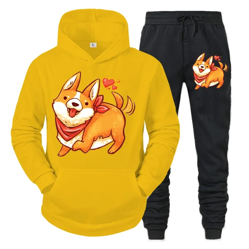 thumbnail image 1 of Conjunto de ropa deportiva con estampado de animé Shiba Inu para hombre, sudadera y pantalones con estampado de perro y animal, conjunto de 2 piezas, sudaderas y chándales divertidos para hombre, 1 of 5