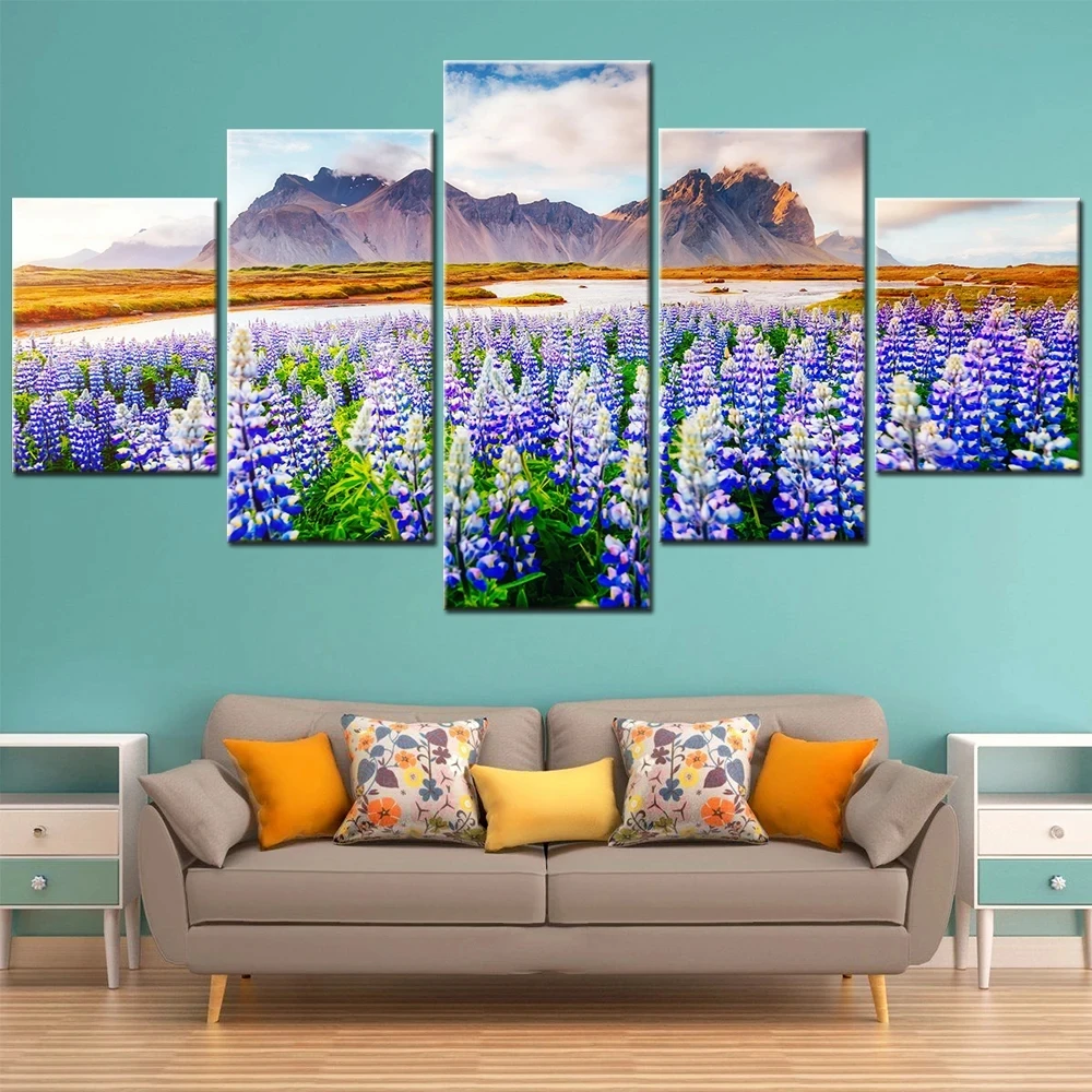 5 Pezzi Diamante Punto Croce Magic Lupine Flower Glow Sunshine Diy Diamond Picture Ricamo Mosaico Home Decor As4766