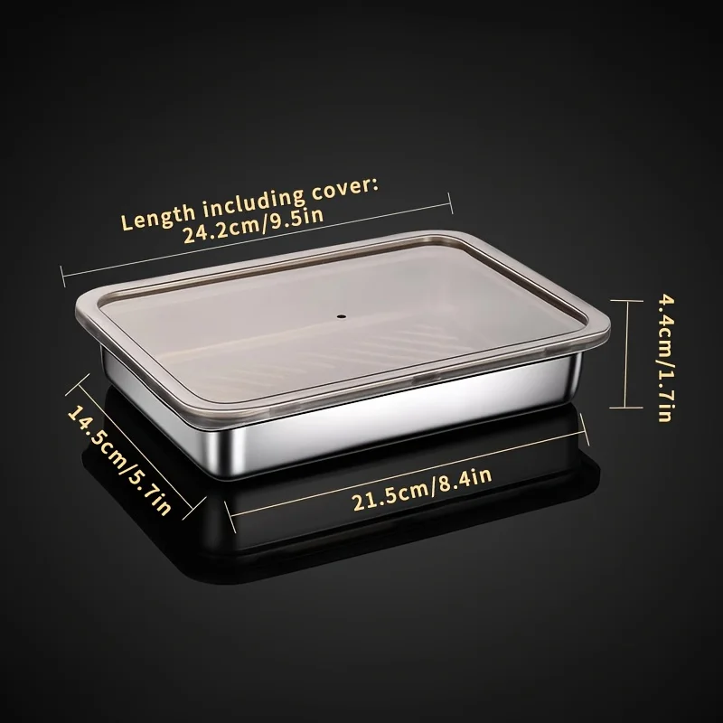 Refrigerator Bins, Food Grade 304 Stainless Steel Dumpling Fresh-keeping Box, Stackable Special Sealed Fresh-keeping Box, For W