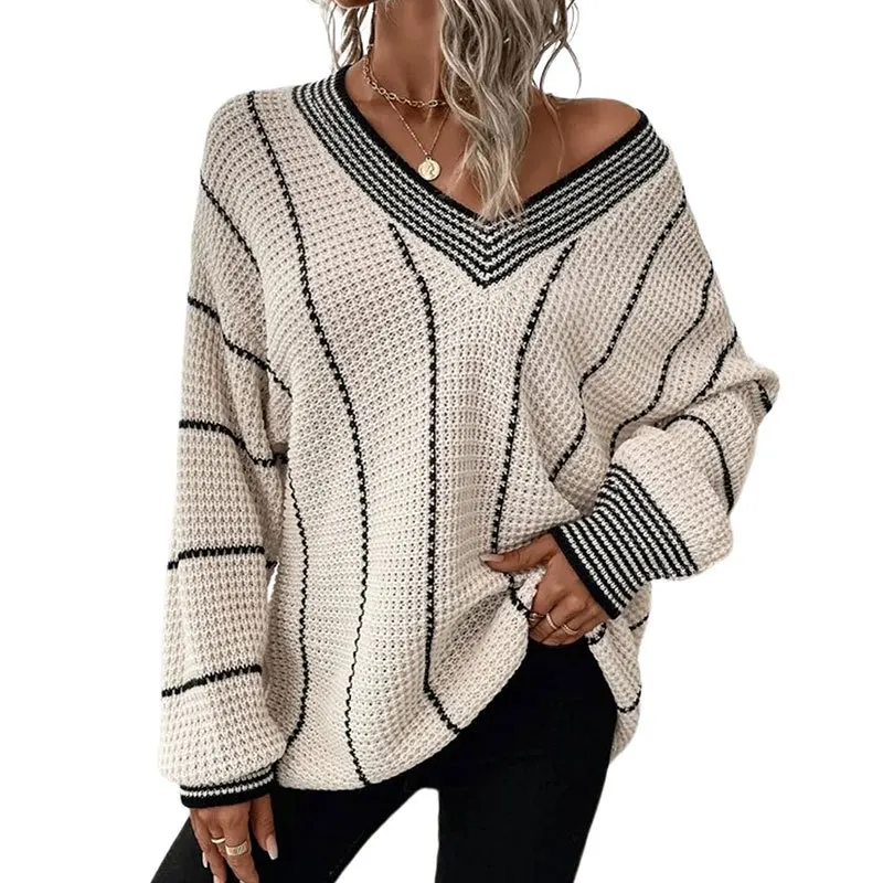 

Striped Jumpers Women Fall Winter Off White Spring Sweaters Long Sleeve Sweater Jumpers Elegant Streetwear Y2k Tops Short Jumper