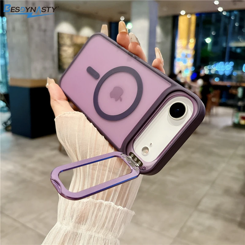 Magnetic Metal Lens Stand Wireless Phone Case - Shockproof Cover
