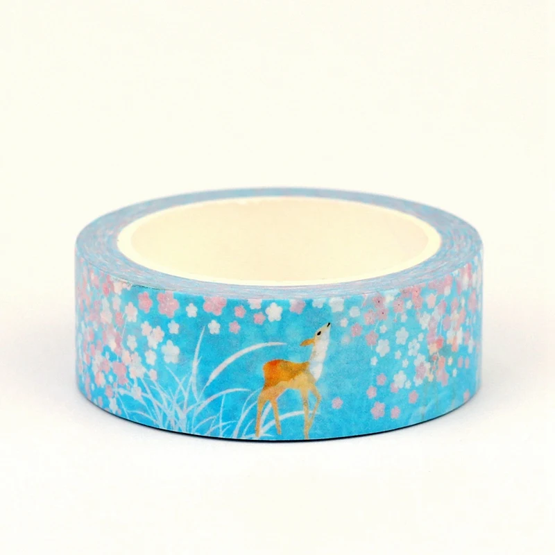 새로운 10 개/몫 장 엘크 복숭아 꽃 봄 와시 테이프 DIY 접착 스티커 마스킹 테이프 문구 스크랩북 용품