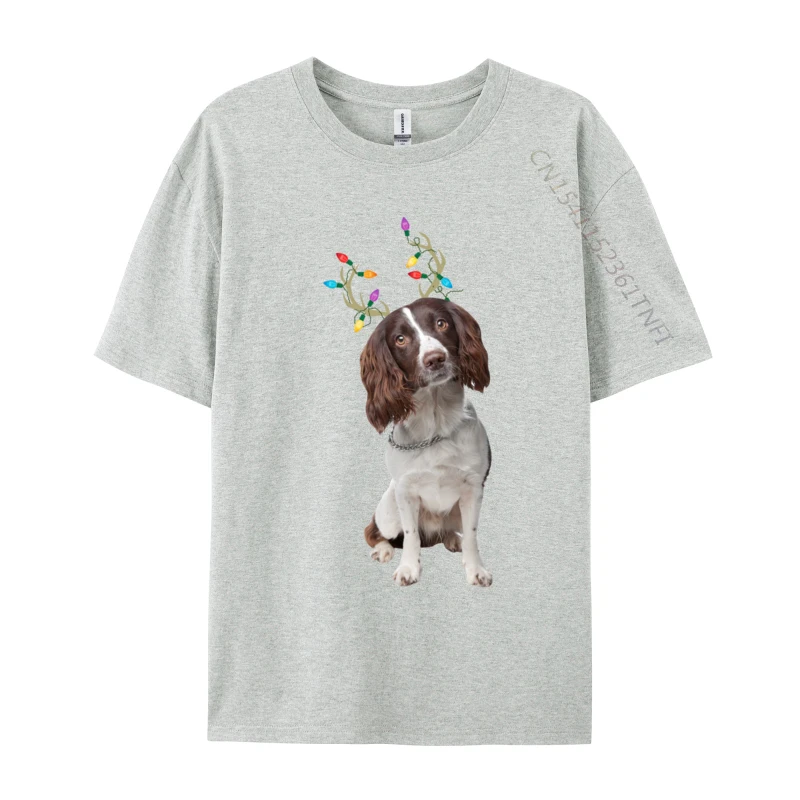 Festive Reindeer Christmas English Springer Spaniel Cotton T-Shirt - Retro High Street Design