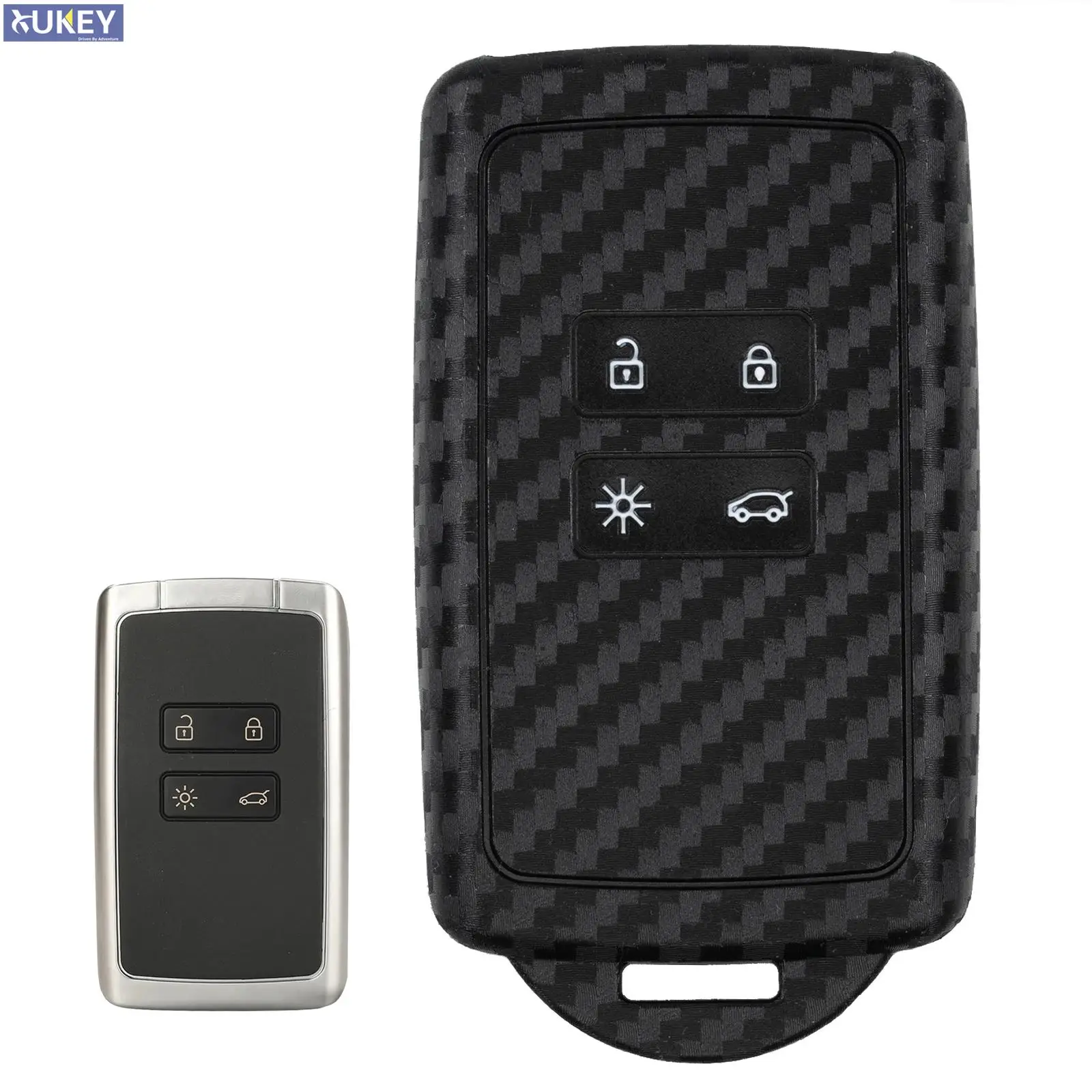 HooRLZ Cover Portachiavi In Silicone Per Renault Clio, Dacia, Espace, Master, Megane, Talisman, Scenic, Kadjar (4 Tasti) - Colore Rosa - 2