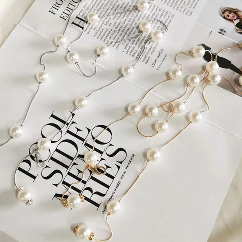 Pearl Waist Chain For Woman Simple Belt For Dresses Women Fashion Thin Belts Chains Elegant Gold High Quality Ladies Belt DT083