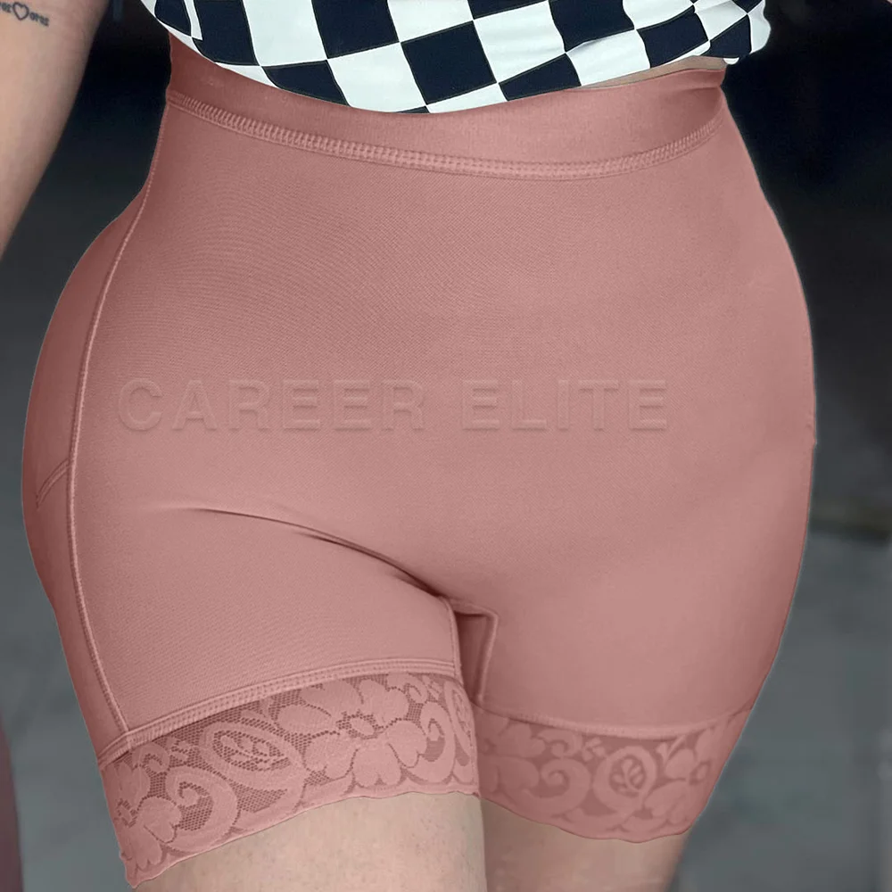 

Seamless Shaping Shorts With Lace Women High Waisted Fajas Body Shaper Buttlifter Compression Pants for a Slimming Look
