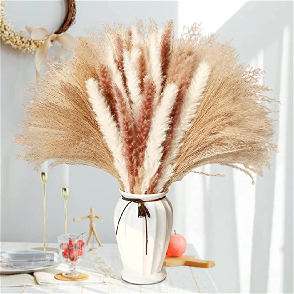 85pcs Natural Pampas Grass Wedding Dried Flower Bouquet Pampa Decorative  Reed For Boho Home Party Decor Decoration Arrangement