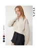 TYZA Happiness Istanbul Women's Hoodies Sweatshirts Long Sleeve Casual Regular Fit Polo Neck Plain Unprinted Knit Hoodies 2