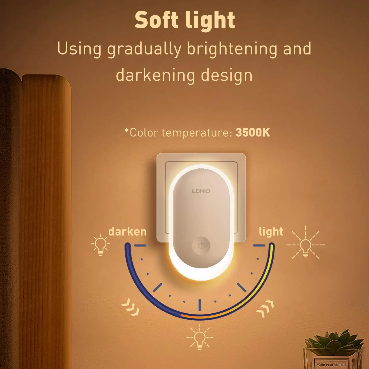 LDNIO Night Light Plug In Light Sensor Energy Saving EU Plug Small Led Nightlight Wall Aisle Bedroom Sleeping Children's Lamp