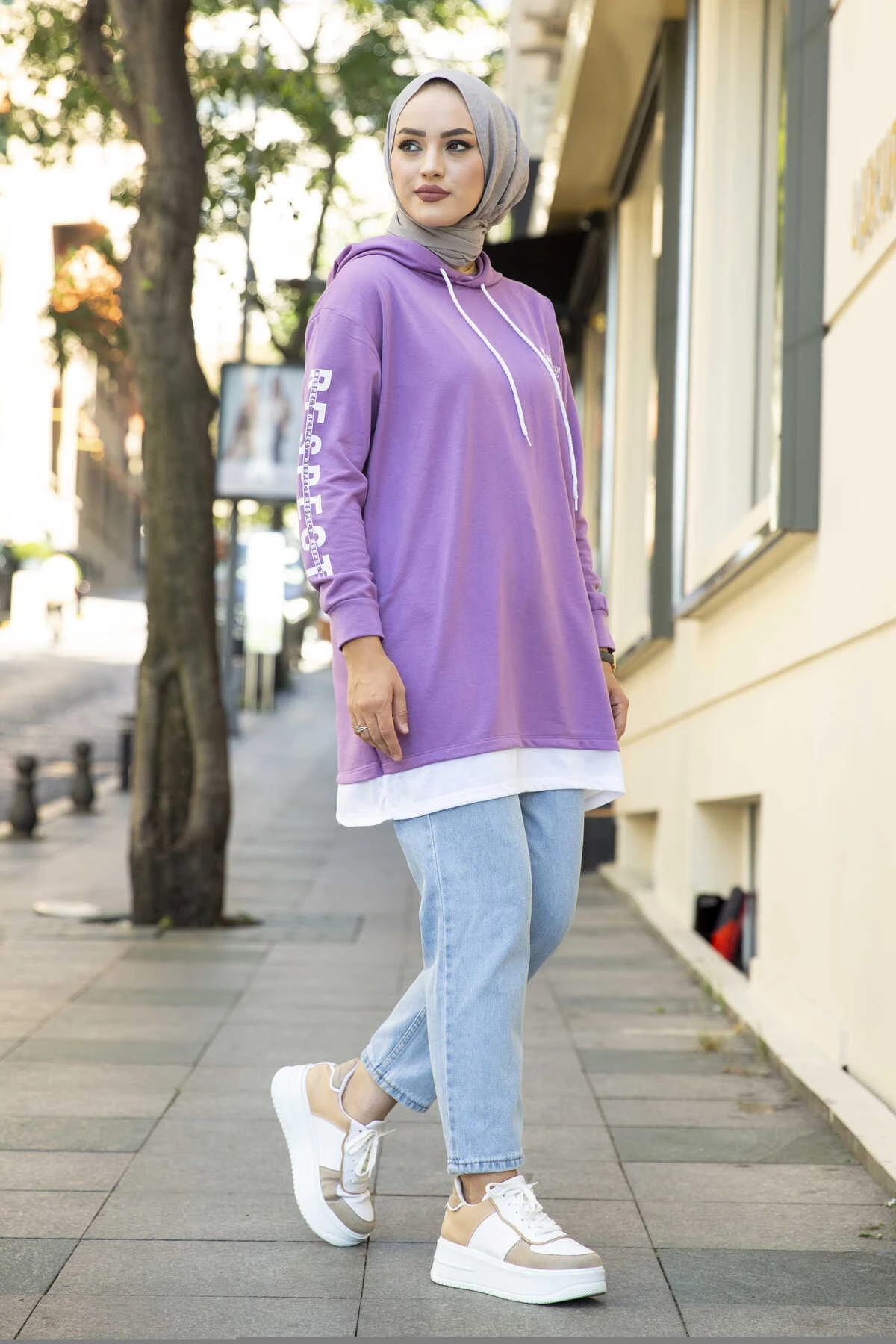 Hooded Sportswear Tunic Lilac Winter Autumn 2021 Muslim Women Hijab Headscarf Islamic Turkey Islamic Clothing Aliexpress
