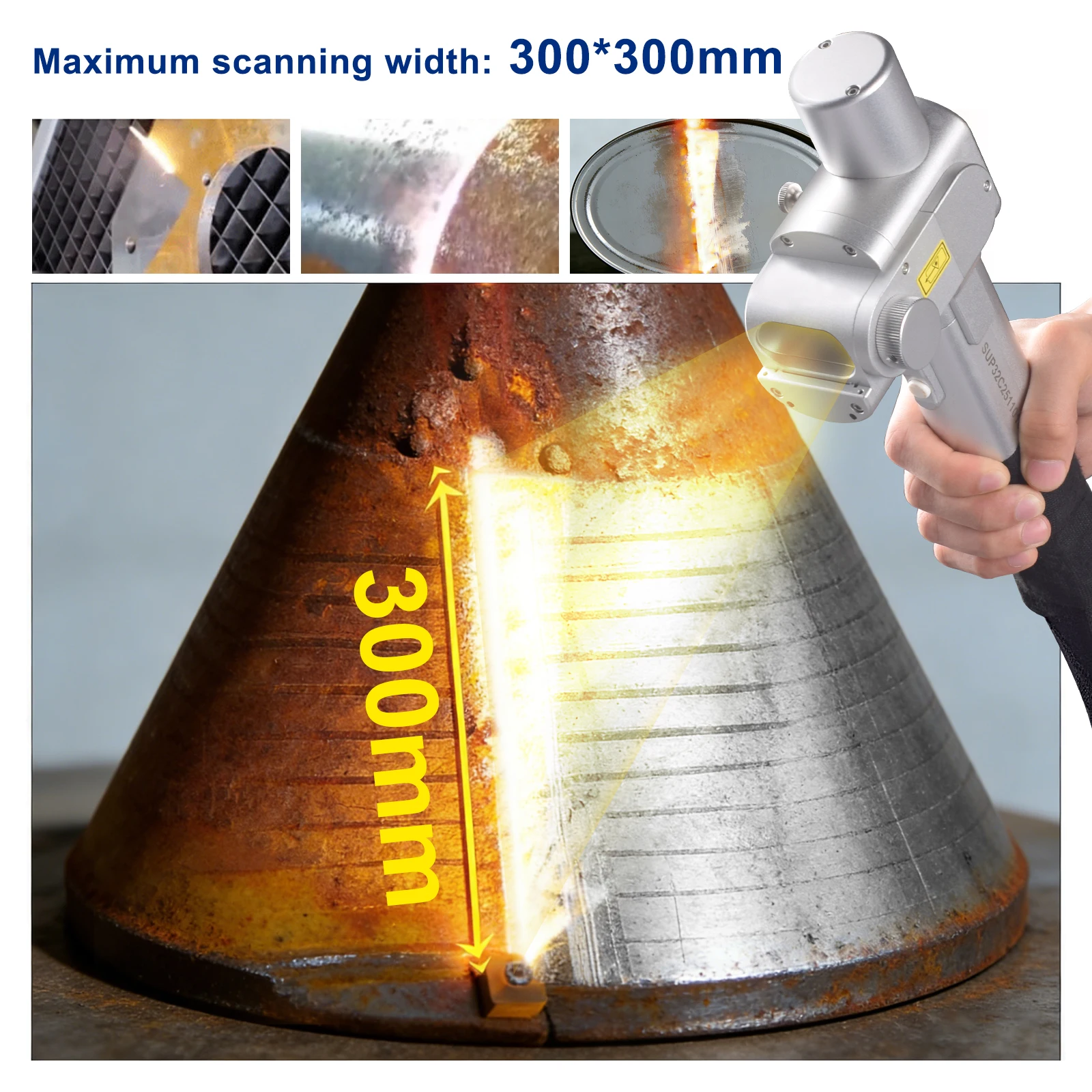 EU Tragbare Luftgekühlte 2000W Laserreinigungsmaschine & SUP-32C zur Metallrost- und Farbentfernung, 60% Energieeinsparung, 300mm Breite, Schadensfrei – Detail 8