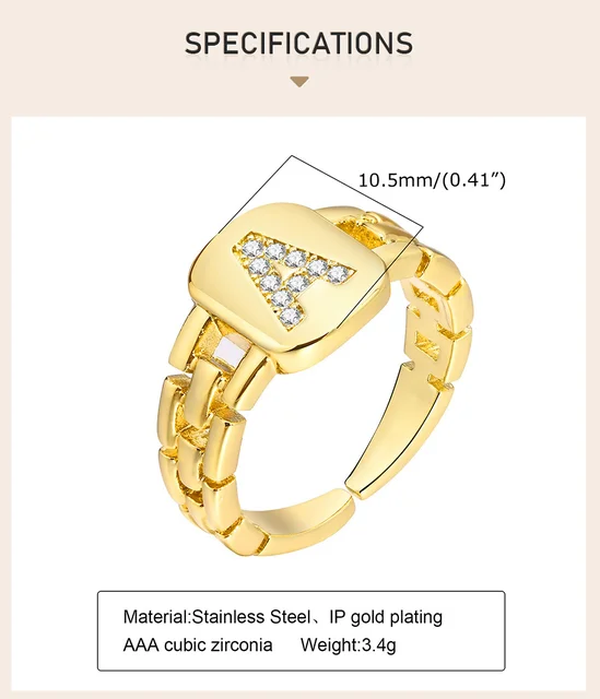  CALOZITO Custom Gold Color A-Z Initial Letters For women Men  Ring Stainless Steel Rings Fashion Jewelry For Lover Gift PJ5AA (X-6) :  Clothing, Shoes & Jewelry