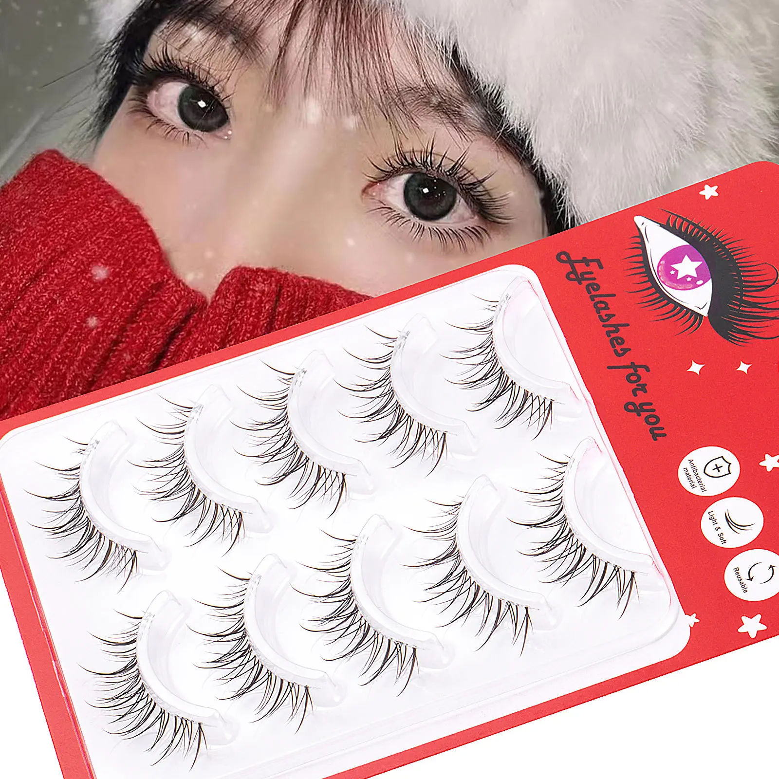 

5 Pair Lashes Natural Lower Eyelashes False Eyelashes Handmade Clear Band Bottom Fake Lashes Extension Makeup Tools