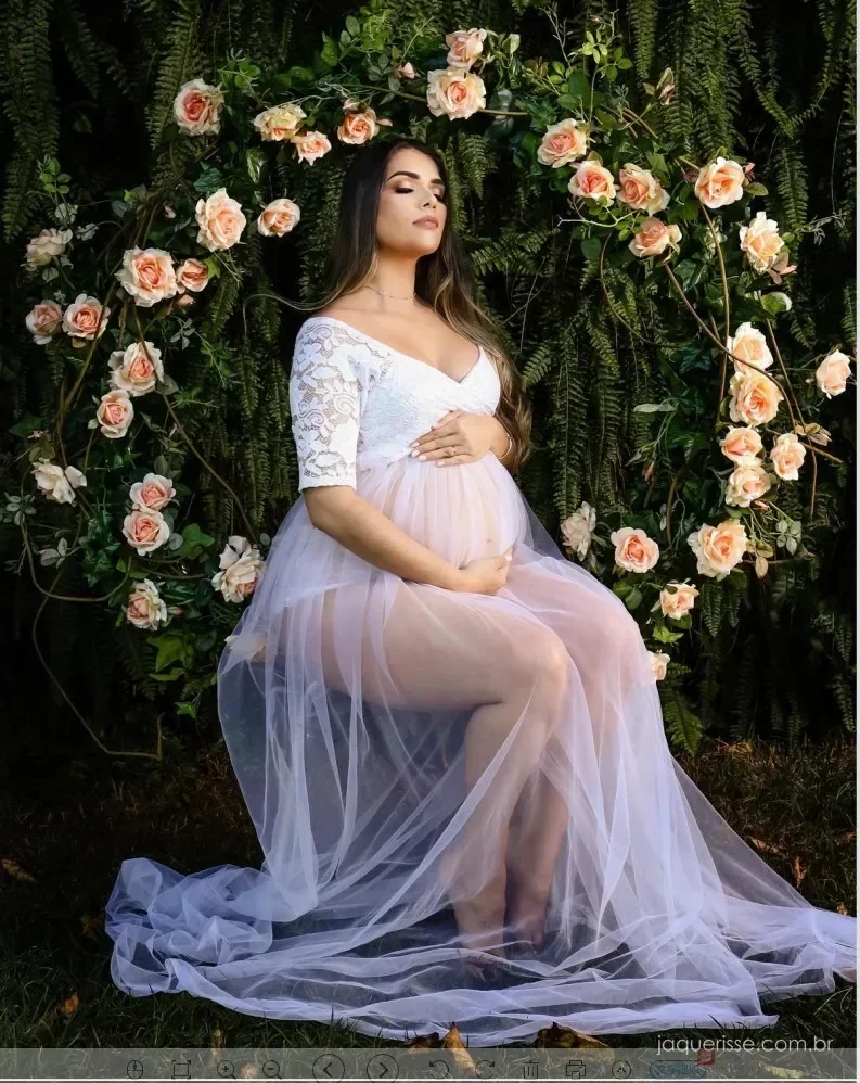 

Maternity Dresses For Photo Pregnancy Dress Photography Props V-neck Lace Mercerized Pregnancy Photo Maxi Dresses For Pregnant