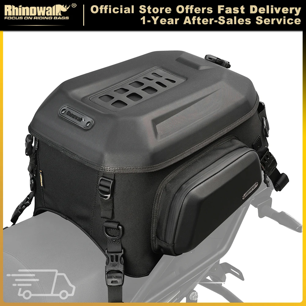 Bolsa traseira para motocicleta Rhinowalk MT2335, 100% à prova d'água, bolsa interna expansível de 23L a 35L, mochila rígida para banco traseiro, mala para motociclista