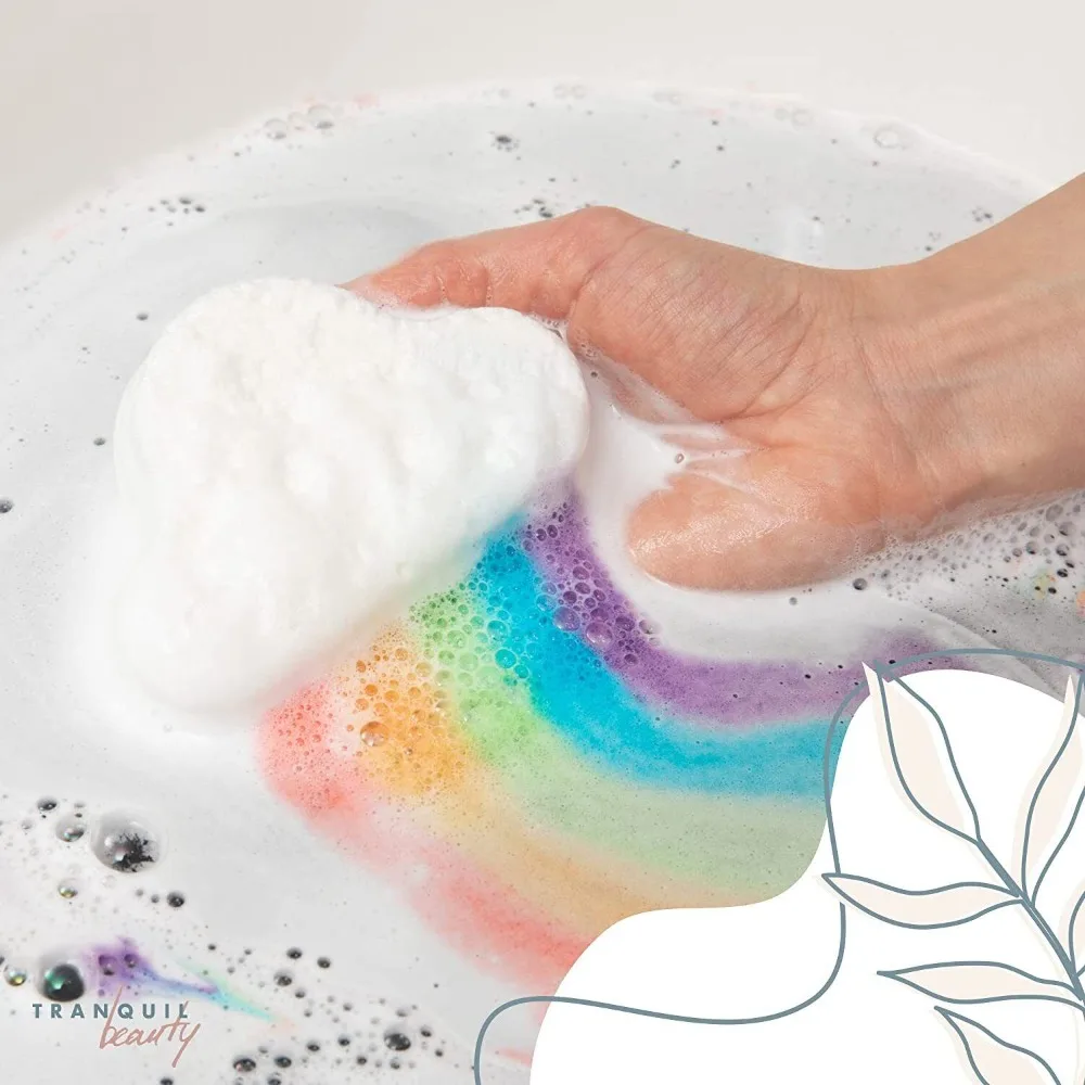 

Rainbow Cloud Bath Bomb Useful Exfoliating Moisturize Colorful Sea Salt Massage Brush 110g Dry Skin Bath Salt Ball