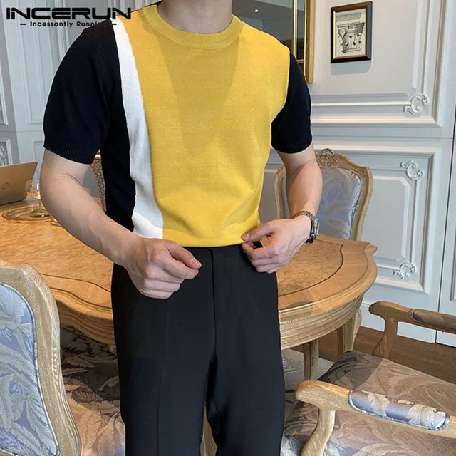 Camiseta Patchwork INCERUN: Tendência de Moda Masculina com Desconto de 40%