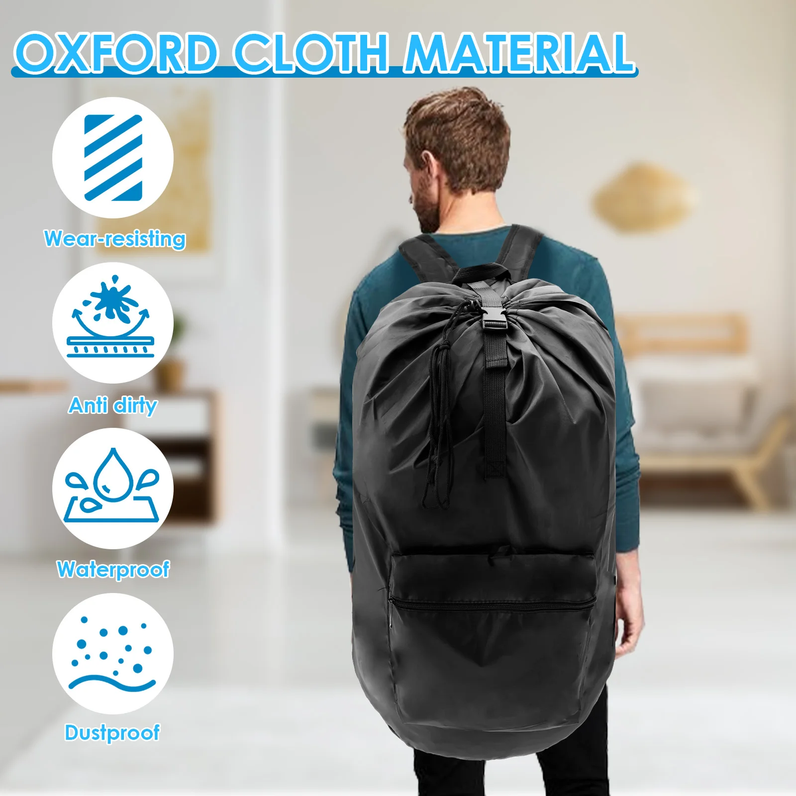 Laundry Backpack Bag Shoulder Straps Pocket Oxford Cloth Waterproof Backpack Laundry Bag Large Capacity Clothes Hamper laundry bag storage bags clothes washing bag