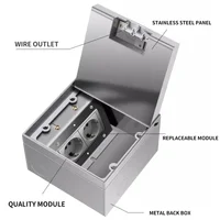 Prise de sol dissimulée ultra-mince en acier inoxydable 304, étanche et intégrée pour surfaces plates, prise ue 130mm X 130MM 2
