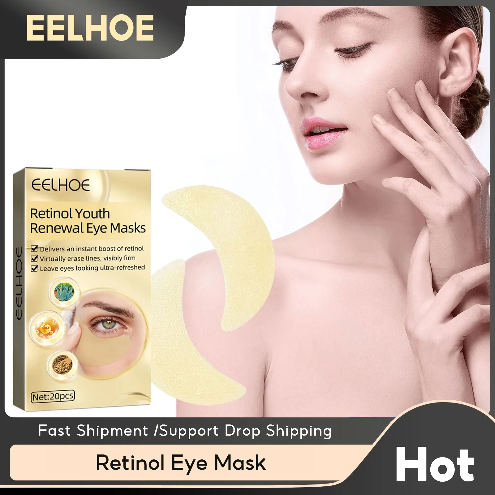 

Retinol Anti Wrinkle Eye Mask Anti Dark Circle Fade Fine Line Eliminate Puffiness Lifting Firming Moisturizer Repair Eye Patches