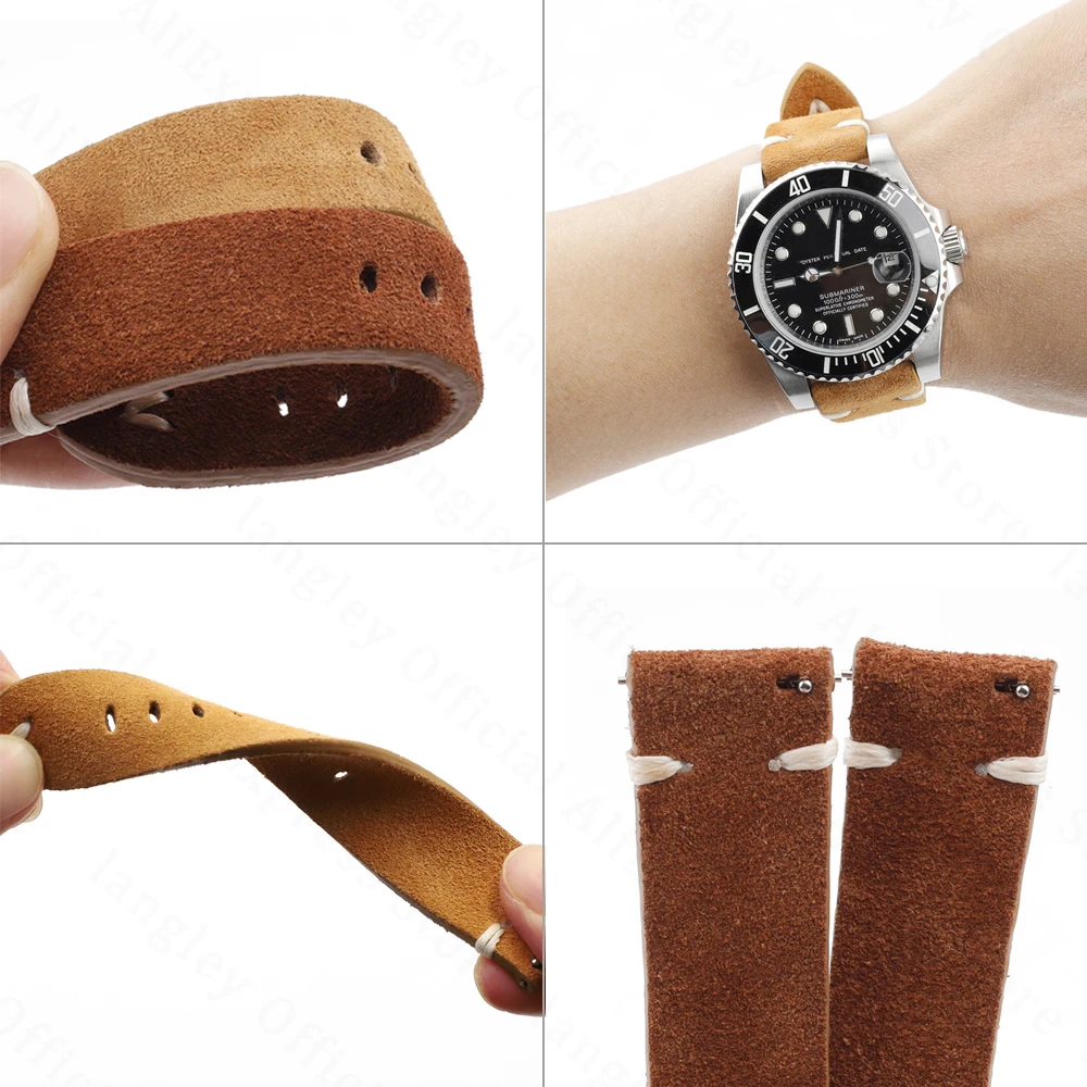 Vintage Handmade Suede Soft Watch Strap with Quick Release