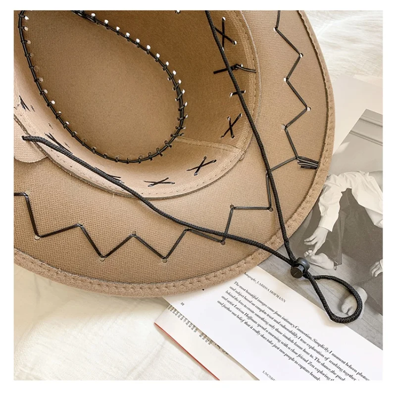 Stylish Sunshade Cowboy Hat Christmas Party Cosplay Cap Vintage Hat for Camping Fishing Mountaineering Vacation New Year Gifts 5