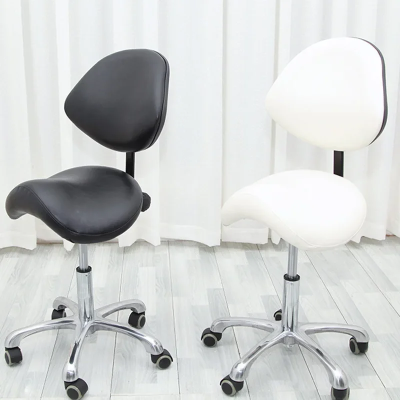 A,Standard Dental Mobile Chair Saddle Doctor\'s Stool PU Leather Dentist Chair Spa Rolling Stool with Back Support for Beauty