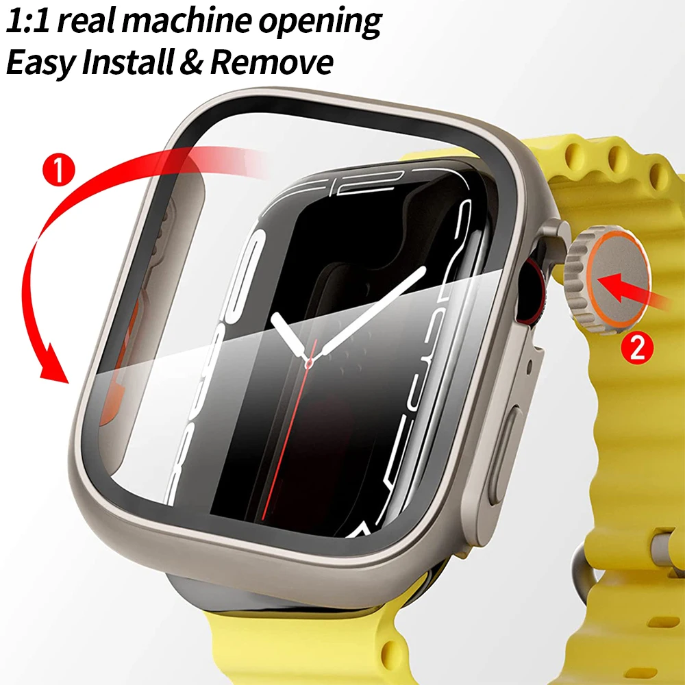 Coque de protection d'écran en verre pour Apple Watch, coque pour iWatch 4, 5, 6, SE, 44mm, 40mm, pare-chocs, passer à Ultra, série 8, 7, 45mm, 41mm