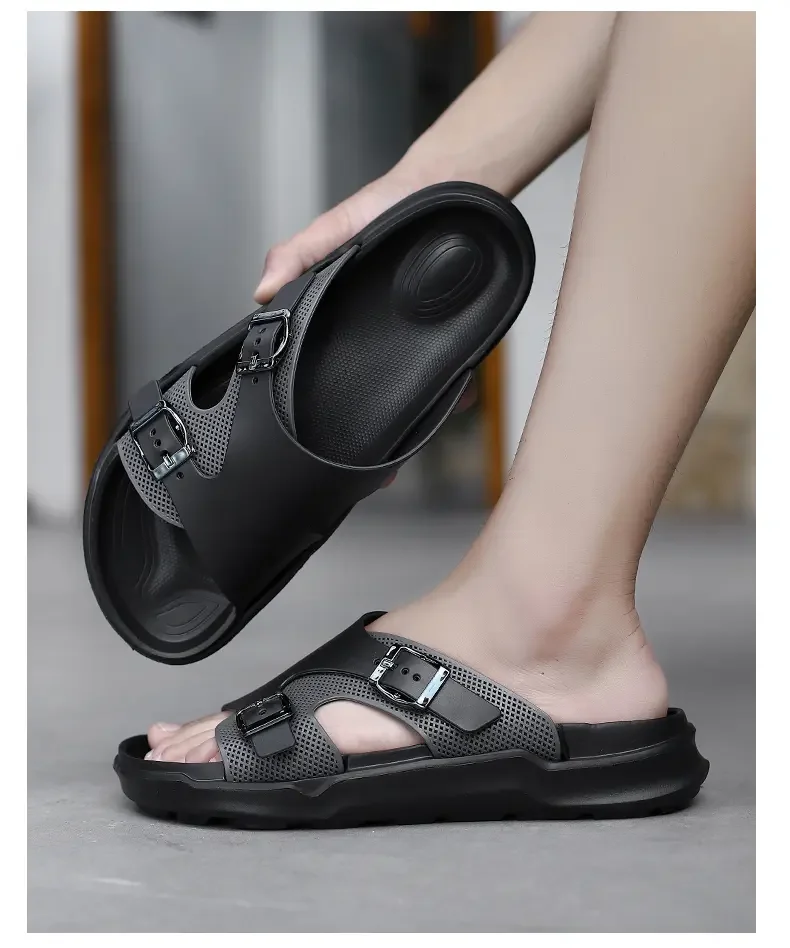 Verstellbare Thong-Sandalen, Cross-Border Birkie Slippers, bequeme, atmungsaktive PU-Leder Unisex-Slipper mit Riemen – Detail 27