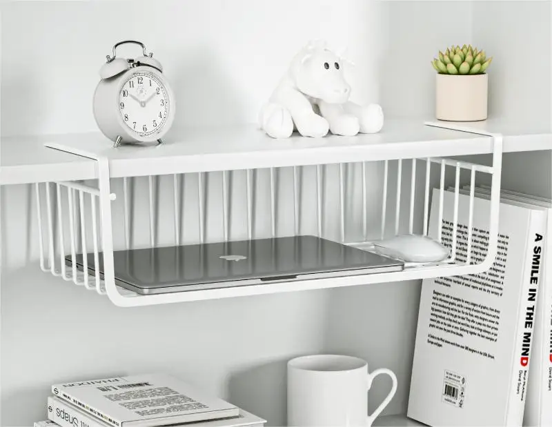 

Hanging Basket Large Metal Shelves Spice Dishes Storage Pantry Kitchen Closet Rack Under Desk Cabinet Office Bathroom Organizers