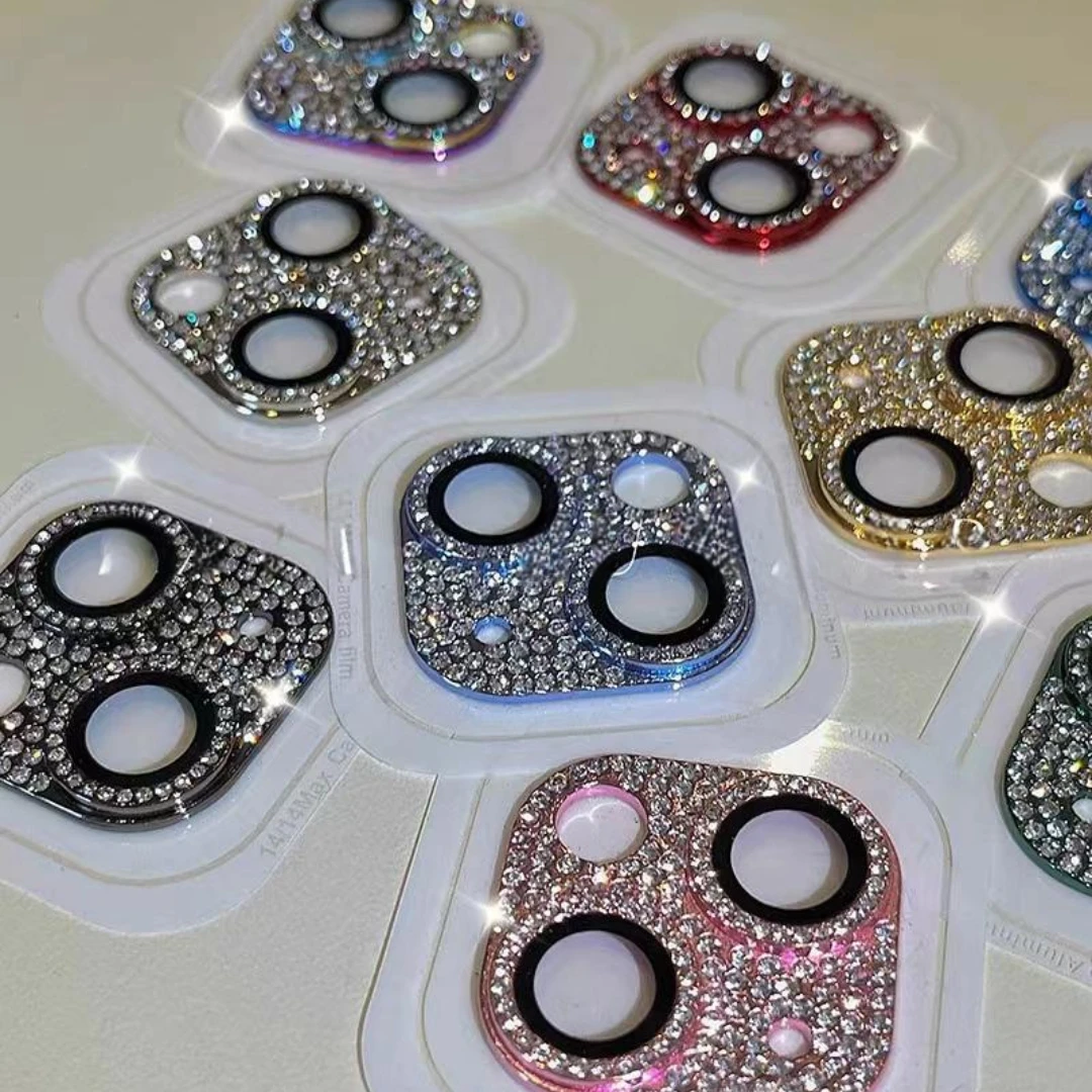 Premium Glitter Diamond Camera Lens Protector with Metal Ring