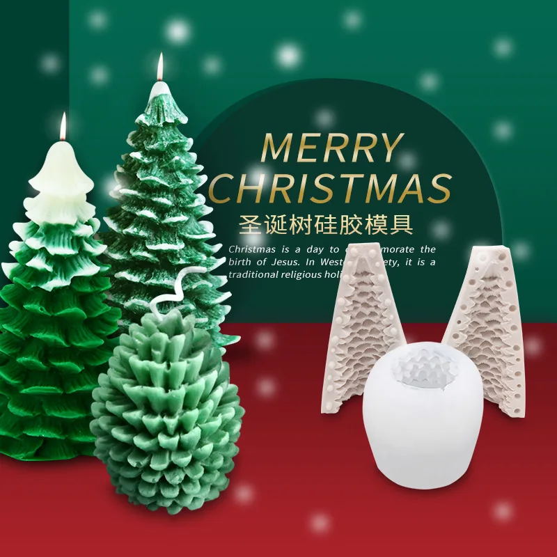 Christmas Tree Aromatherapy Candle Silicone Mold DIY Christmas Pine Cone Plaster Fragrant Stone Decoration Abrasive Candle Mold