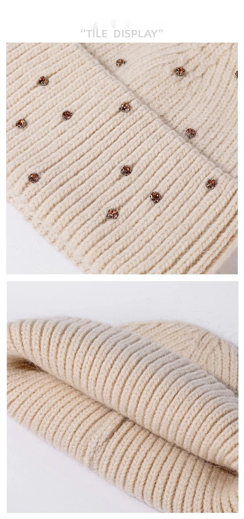 Gestrickte Beaniemütze Mit Kaninchenfell Für Mädchen Winter_voghion.com