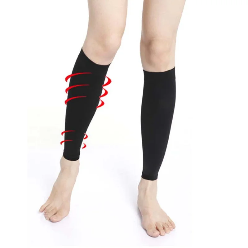 1Pair Sports Calf Support Sleeves Leg Footless Compression Socks for Splints Varicose Veins Lymphedema Running Cycling